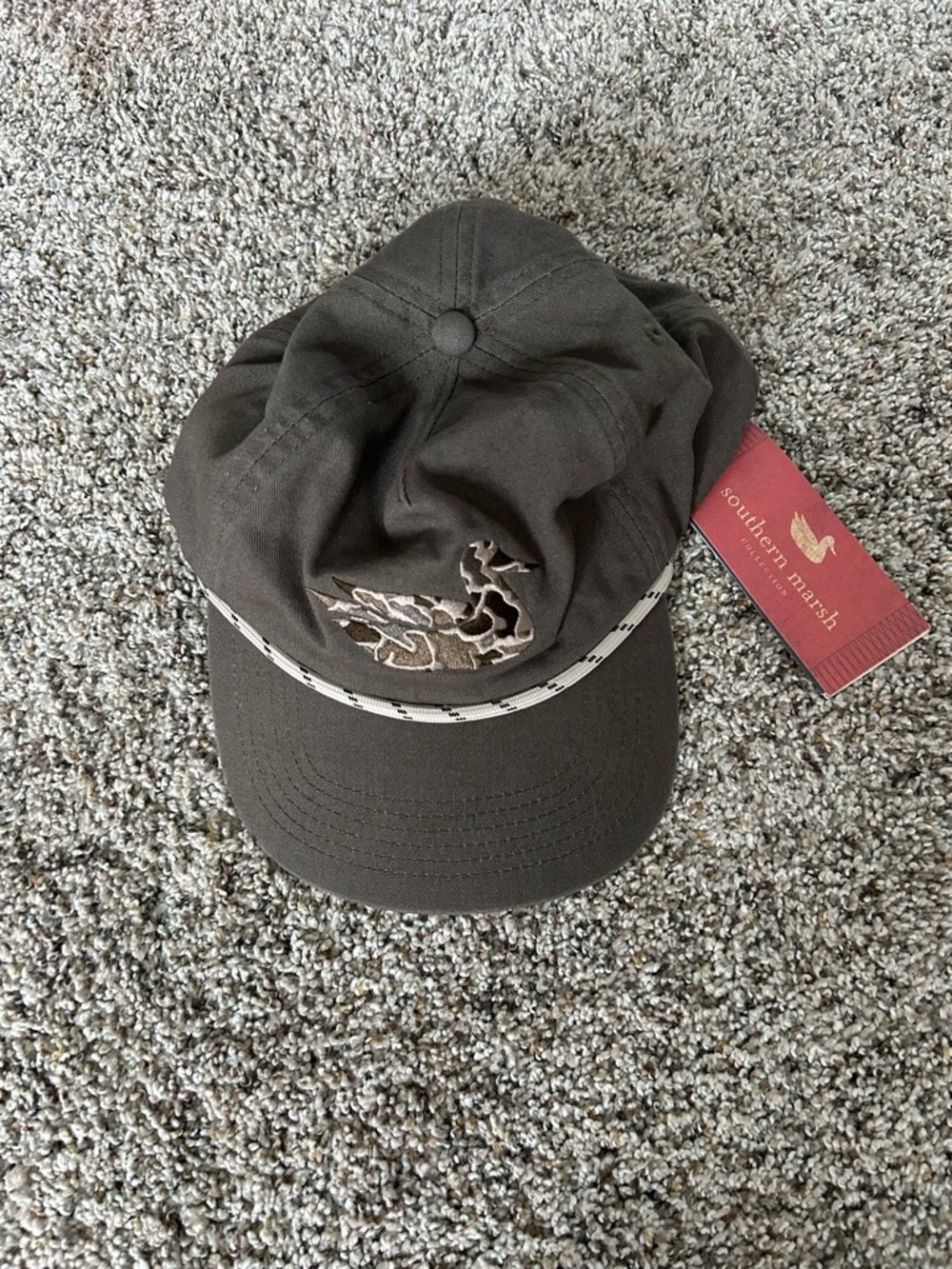 Southern Marsh Dark Brown Hat with White Rope Trim